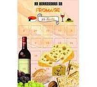 Calendrier de l'avent Fromage humoristique | 25 recettes au fromage à cuisiner, Images et Textes en Français, Sans objet ni nourriture, Format A3, Crochet inclus