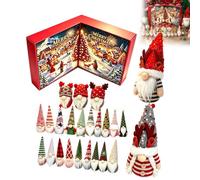Calendrier de l'avent gnome 2027, Compte à rebours en peluche，A | 24 Figurines gnomes tricotés en boîte pliante, Décoration de fête pour cheminée table et surprise de tradition