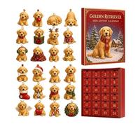 Calendrier de l'Avent Golden Retriever 2026 avec 24 figurines acryliques à | Les compartiments s'ouvrent individuellement sans endommager le carton, de sorte que les 24 pendentifs peuvent être retirés