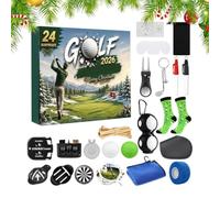 Calendrier de l'Avent Golf 2026 - Coffret Compte à rebours | 24 jours d'accessoires sur le terrain - Boîte portable en polypropylène - Cadeau de fête pour hommes, papa