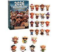 Calendrier De L'Avent Highland Cow 2026, 24 PièCes Adorables Calendriers De L'Avent De NoëL Sur Le ThèMe Des Vaches Pour DéCorer Le Sapin (D)