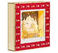 Calendrier de l'Avent LED - HOMCOM - 24 tiroirs à remplir - décoration lumineuse villages montagnes forêts - rouge