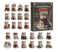 Calendrier de l'Avent loup en acrylique plat 2D à collectionner, mignon et | Wolf - Calendrier de l'Avent décoratif pour la maison, la chambre, le bureau, le centre commercial, le magasin, l'hôtel