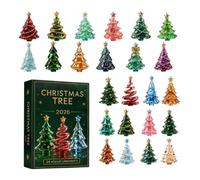Calendrier de l'Avent Noël 2026, 24 Ornements en Acrylique Multicolore | Décoration Sapin Design Plat 2D Effet Verre | Suspension Créative pour Fenêtre Porte Maison | Cadeau Compte à Reboursfamilles