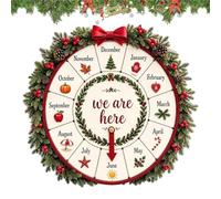 Calendrier De L'Avent Noël En Bois Roue Des 12 Mois Saisonniers