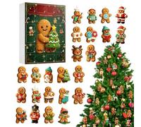 Calendrier de l'Avent Ornements de Noël Coffret Créatif Sapin Plat 2D | Compte à Rebours 24 Jours Ornements de Sapin d'Épices pour Poignée de Porte, Rétroviseur de Voiture, Sac à Dos,