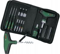 Calendrier de l'Avent Outils à main Bosch, 33 pièces (3 tournevis : tournevis à cliquet avec manche en T, embout de précision et embout court, accessoires, tire-bouchon, sac de rangement )