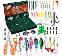 Calendrier de l'Avent Peche 2026 pour Hommes & Ados - 77 PCS Cadeau de Noël | COMPREND : Leurres, Pince et Pince à Poisson - Cadeau de Noël pour Pecheur, Papa, Mari et Garçon Adolescent