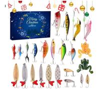 Calendrier De L'Avent Pêche 24 Pièces Coffret Cadeau Noël Leurres De Pêche Kit Accessoires Poissons Truite Brochet Bass Advent