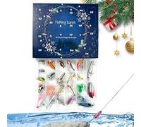 Calendrier de l'Avent Pêche Noël 2026 Compte à rebours Kit D'Appâts Du | Calendrier de l'Avent 24 Jours Leurres à Pêche pour homme petit ami pêcheur extérieur anniversaire lac ri B