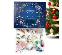 Calendrier de l'Avent Pêche Noël 2026 Compte à rebours Kit d'appâts pêcheur | Calendrier Compte À Rebours 24 Jours Leurres Pêche pour homme petit ami pêcheur extérieur anniversaire lac rivière B