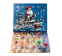 Calendrier de l'Avent Pêche Noël 2026 Kit D'Appâts Du Pêcheur Des Fêtes | Calendrier Compte À Rebours 24 Jours Leurres Pêche pour homme petit ami pêcheur extérieur anniversaire lac rivière UN