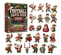 Calendrier de l'Avent Père Noël Rugby, Compte à Rebours de Noël 24 Jours Décorations de Noël en Acrylique 2D à Suspendre, Ornement de Rugby Surprises Quotidiennes de Décembre pour Sapin Porte-clés