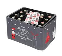 Calendrier de l'Avent pour cassettes à bière, calendrier de l'Avent pour homme, collier en feutre avec fermeture velcro et 24 autocollants pour bouchons à couronne One Birchen stress de Noël gris