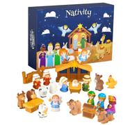 Calendrier De L'Avent Pour Noël Avent 25 jours Nativité Caoutchouc Décor | Calendrier À Rebours Figure Religieuse Pour Garçons Filles Crèche Salle Jeux Salon