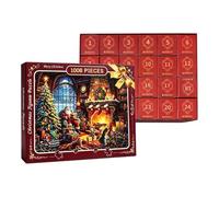 Calendrier de l'Avent puzzle de Noël - Calendrier de compte à rebours | Puzzle de 1008 pièces sur le thème du Père Noël pour adolescents et adultes, collectionneurs