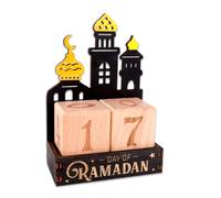 Calendrier de l'Avent Ramadan - Décoration pour la maison, compte à rebours du Ramadan 2026 - Décoration du Ramadan Mubarak - Cadeau de l'Aïd pour enfants et adultes (bois 02)