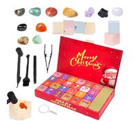 Calendrier de l'Avent Rock - Kit de compte à rebours de pierres précieuses | Kit de découverte de roches et minéraux de 24 jours | Ensemble d'accessoires en pour cadeaux de Noël, petits