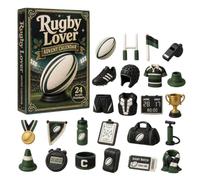 Calendrier de l'Avent Rugby, 24 Jours de Surprise Équipement de Rugby Décoration de Noël en Acrylique 2D, Compte à Rebours de Noël Ornement de Sapin, Calendrier de l'Avent pour les Amateurs de Rugbys