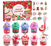 Calendrier de l'Avent Slime 2026 pour Enfants, Calendrier de Noël Slime Compte à Rebours 24 Jours - 12 Pièces Cadeaux de Noël Surprises Kit de Slime pour 3 4 5 6 7 8 9 10 11 Ans Garçons et Filles