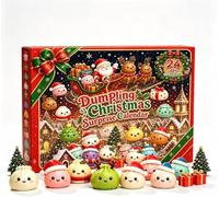 Calendrier de l'Avent Souple Boulettes de Noël, 24 Jours de Dumpling Squishies Calendrier de Compte à Rebours, Mini Dumpling Souple Surprise Cadeaux à Glisser dans les Chaussettes de Noël, F