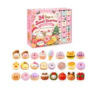 Calendrier de l'Avent Squishy 2026, Boîte Surprise Dessert avec Donut | Calendrier de l'Avent 2026, Squishy Set avec Donut Cupcake et Ice Cream, Boîte Mystère Anti Stress pour Bureau