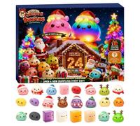 Calendrier de l'Avent Squishy Dumpling 2026, 24 Mini avec compte à rebours | calendrier de Noël dumping, calendrier de compte à rebours de 24 jours - Cadeau festif pour adultes et collectionneurs