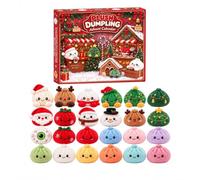 Calendrier de l'avent Squishy Dumpling en Peluche, Compte à Rebours de Noël 24 Jours Mini Figurines Surprises Dumpling Squishies en Peluche pour Adultes, Surprises Quotidiennes de Décembre