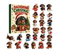 Calendrier de l'Avent Teckel 2026 Noël, Compte à Rebours 24 Jours avec Chie | Figurines 3D de Collection, Déco de Table Festive Chic, Idée Cadeau Originale pour Amoureux des Chiens et famillen