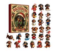 Calendrier de l'Avent Teckel 2026 Noël, Compte à Rebours 24 Jours avec Chie | Figurines 3D de Collection, Déco de Table Festive Chic, Idée Cadeau Originale pour Amoureux des Chiens et famillen