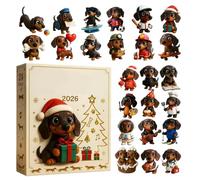 Calendrier de l'Avent teckel Compte à Rebours 24 Jours Figurines 2026 | mini figurine animale déco table pour Maison Appartement Bureau Étagère Cheminée Table de Chevet Cadeaux de Noël