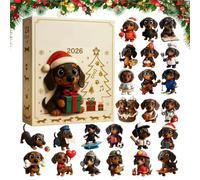 Calendrier de l'Avent teckel Compte à Rebours 24 Jours Figurines 2026 | Statuette de Chien de Table pour Maison Appartement Bureau Étagère Cheminée Table de Chevet Cadeaux de Noël