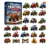 Calendrier de l'Avent Véhicules Voitures de Course Trains Camions, Compte à Rebours de Noël de 24 Jours Décoration de Noël en Acrylique 2D Ornement de Véhicule pour Sapin Fenêtre Cheminée Porte-clés