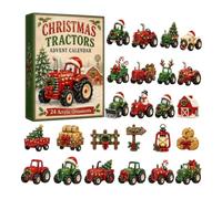 Calendrier de l'Avent Véhicules Voitures de Course Trains Camions, Compte à Rebours de Noël de 24 Jours Décoration de Noël en Acrylique 2D Ornement de Véhicule pour Sapin Fenêtre Cheminée Porte-clés