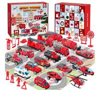 Calendrier de L'avent Voiture Enfant,2026 Calendrier de Lavent Garcon,24 Calendrier Avent Voiture Enfant,Camion de Pompiers Jouet Calendrier de L'avent Fille 3 4 5 6 7 8 9 10 11 Ans