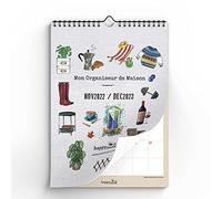 Calendrier de mural 2023 | HappyMots | 30x42cm | 16 mois - de septembre 2022 à décembre 2023 | Espace pour écrire et noter | Pratique et motivant | Calendrier mensuel 2023 Blanc