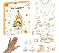 Calendrier de Noël 2024-24 jours avec compte à rebours - Ensemble de bijoux tendance chaque jour - Un bijou tendance unique sera présenté