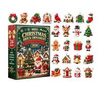 Calendrier de Noël 2026 2D 24 jours avec mini brique décorative | Boîte de compte à rebours 24 jours pour garçons, filles, adultes, maison, salon, chambre, arbre, fenêtre, mur, fête, vacances