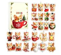 Calendrier de Noël 2D en acrylique 24 jours avec motif chat et chien | Calendrier de l'Avent à suspendre pour maison, ferme, salon, chambre à coucher, bureau, fenêtre, arbre mural A