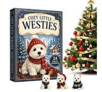 Calendrier de Noël 2D plat en acrylique avec figurine de chien 24 jours | Calendrier de compte à rebours plat en acrylique 2D avec figurine de chien pour la famille, amusant et décoration de bureau