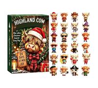 Calendrier de Noël compte à rebours 24 jours 3D Vache mignonne Décoration | Calendrier de compte à rebours de Noël pour fêtes, table basse, placard, bibliothèque, rebord de fenêtre