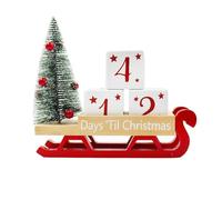 Calendrier de Noël Compte à rebours 99 jours Arbre et traîneau Panneau de | Compte à rebours de Noël en bois avec 3 blocs pour maison, salon, bibliothèque, cheminée, entrée, appartement
