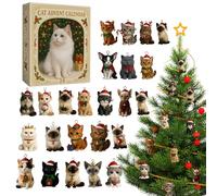 Calendrier de Noël compte à rebours - Affichage de l'Avent en acrylique | Décoration saisonnière | Calendrier 2D en acrylique sur le thème du chat avec 24 boîtes | Marqueur de temps décoratif pour