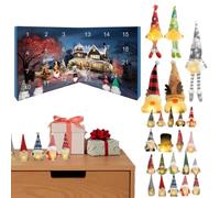 Calendrier de Noël Gnome 24 jours en peluche Figurines de l'Avent | Arbre Decor Calendrier de compte à rebours pour garçons et filles, maison, chambre, bureau, étagère, fenêtre, mur, porte
