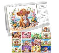 Calendrier de peinture aux pierres précieuses - Planificateur 2027-2028 pour décoration artisanale relaxante - Kit de calendriers de peinture sur pierres précieuses - Pour femme - Pour fête