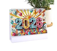Calendrier de table, calendrier debout avec design artistique peint, planificateur toute l'année de janvier à décembre 2026 pour la maison, le bureau, les rendez-vous, les voyages