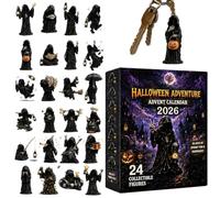 Calendrier d'Halloween en acrylique gothique 24 jours 2D Faucheuse - Pendentif festif pour fenêtre - Pour sac à dos, porte, mur, cheminée, étagère, arbre, bureau à domicile, entrée,