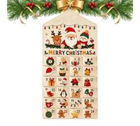 Calendrier du compte à rebours de Noël à remplir, calendrier en tissu | Tissu bois mur de l'avent suspendu 24 poches réutilisable bricolage décoration de noël pour maison salon