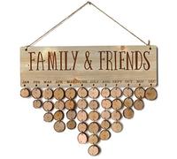 Calendrier en bois à suspendre, calendrier d'anniversaire, calendrier perpétuel, cadeau pour la maison, fête, décoration avec 40 disques
