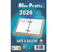 Exacompta - 31112E - Bloc-pratic date à gauche 8,2 x 12 cm - 2026 - Coloris bleu